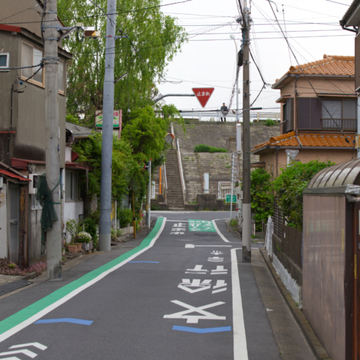 古代東海道から荒川の堤防方向を移した写真。堤防によって道が寸断されている。